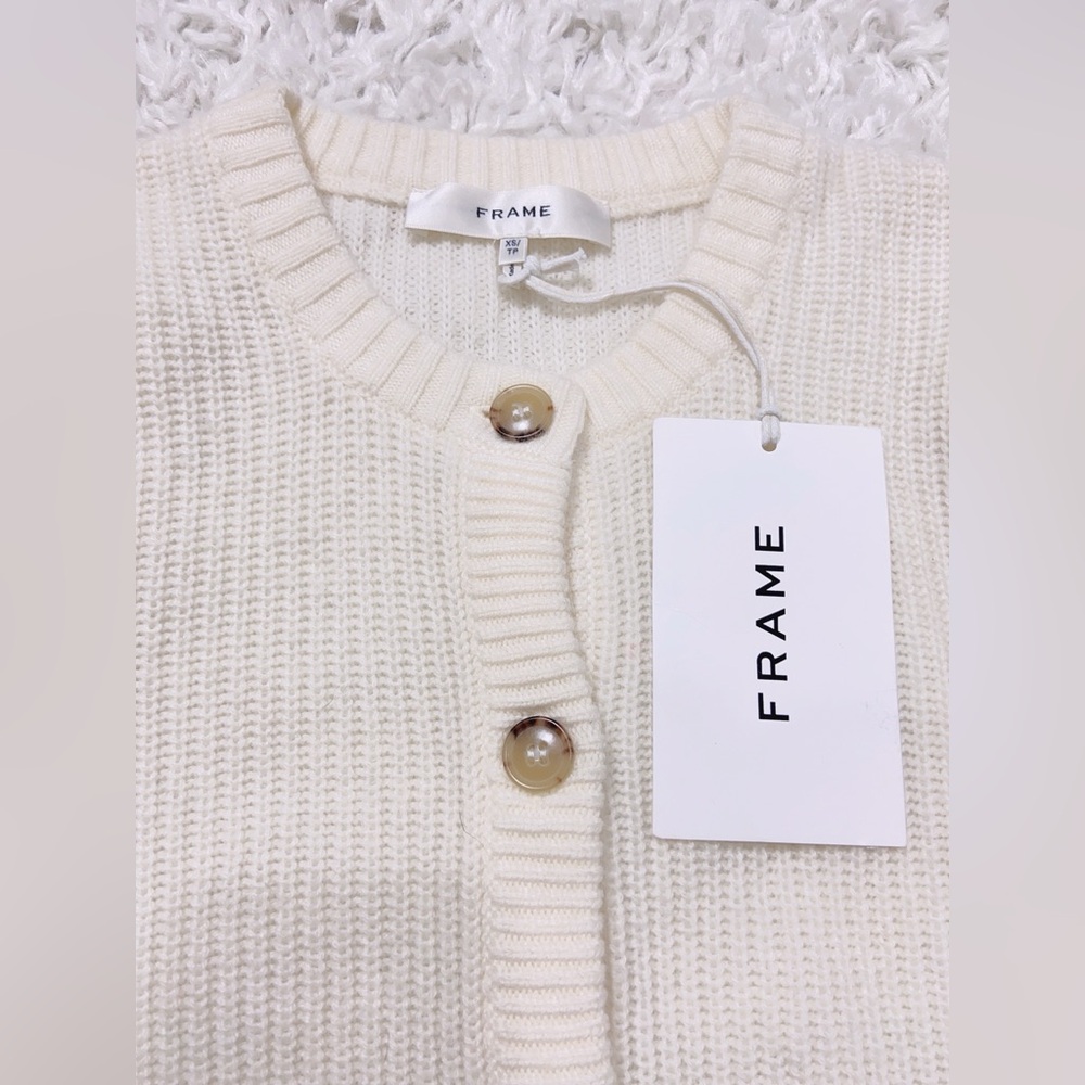 NWT Frame Denim Shrunken Wool and Cashmere Cardigan - Picture 8 of 9